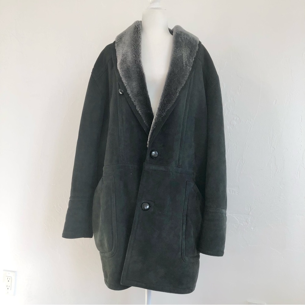 Rafel Brothers Real Genuine Shearling Men's Coat Leather Jacket XL 46 Dark Gray